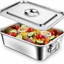 4 Inch Extra Deep Lasagna Pan with Lid and Handles, 14x10.6 Inch Stainless Steel Large Baking Dish Tray, Nonstick Lasagna Baking Thick Metal Roasting Pan for Casserole Brownie Turkey, Silver