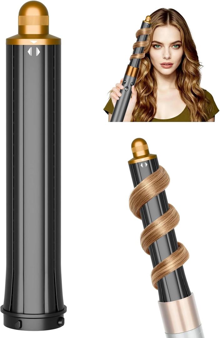 30mm/1.2 Inch Curling Barrel for Dyson Airwrap, Long Hair Curling Roller Barrels Compatible with Airwrap HS01/05/08, Self-Curling Replacement Attachment for Part No.971888-07, Gold