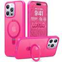 TORRAS Magnetic Ostand for iPhone 12 Pro Max Case [Compatible with Magsafe] with Stand, [MIL-Grade Drop Protection] Shockproof Matte Back Slim Protective Case for iPhone 12 Pro Max Phone Case, Black (iPhone 12 Pro Max, Pink)