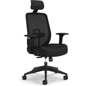 HON Altern Ergonomic Office Chair with Headrest, Arms, Wheels, Foam Cushion Seat, Mid Back Home Office Desk Chair Comfy, Height Adjustable Arms, Synchro-Tilt, Seat-Slide, Black