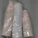 50Pcs Pink Floral Disposable Coffee Cups with Lids and Sleeves Pink White Chinoiserie Flower 12oz Hot Cold Paper Drinking Cup for Birthday Wedding Bridal Shower Party Supplies