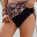 Blooming Jelly High Waisted Swim Skirt Tummy Control Swim Bottoms Mesh Ruched Drawsting Bathing Suit (Black, M)
