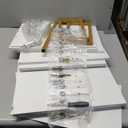 4 EVER WINNER White Desk with Drawers and Golden Handle, 43 Inch Small Desk with 4 Storage Drawers, Computer Desk with Storage Shelves for Home Office, White and Gold