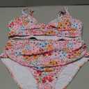 ZAFUL Women High Waisted Bikini Sets Two Piece Swimsuit Push Up Twist Front Ruched Bathing Suit Pink Floral L