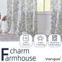 Vangao Blue Floral Linen Curtains for Living Room 96 Inches Long Farmhouse Curtains for Bedroom Vintage Print on Beige Light Filtering Window Drapes Grommet Top 2 Panels
