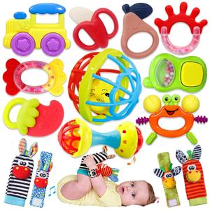 Baby Toys 0-6 Months - Baby Rattles Teething Toys 3-6 Month Infant Toys 6-12 Months Teether Toy 3 4 5 6 Month Old Newborn Essentials Must Haves Wrist Socks Toddler Stocking Stuffers Christmas Gifts
