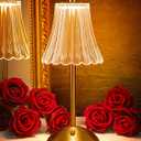 Vintage Lamp,2000mAh Rechargeable Lamps Cordless Lamp,3 Colors+10 Brightness Small Battery Operated Lamps for Bedroom (Gold-Rose)