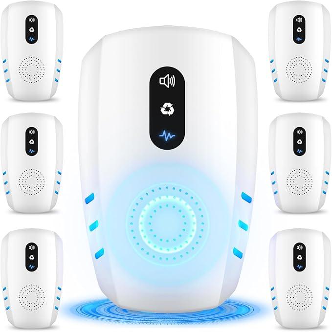 2026 Cvtayn Upgraded Ultrasonic Pest Repellent Indoor Insect Repeller,Pest Control,Repellent Roach,Mouse,Bugs, Mosquito,Mice,Spider,Ant,Rodent Repellent Ultrasonic Plug in,3 Mode Switching, 6 Packs (WHITE)