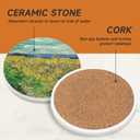 2 x Van Gogh Painting Style Coasters Set of 6 with Holder and Cork Base-4in Absorbent Ceramics Art Coaster for Tabletop Protection Drink Coasters-Coffee Table,Home Decor-Housewarming Gifts for New Home