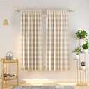 NATUS WEAVER Buffalo Check Curtains 72 inches Long Cotton Basement Beige and White Gingham Plaid Kitchen Window Panels Living Room Checker Drapes Bedroom Rod Pocket Window Treatment 2 Panels