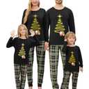 VENTELAN Family Matching Christmas Pajamas Set Holiday Santa Claus Sleepwear Xmas PJS Set for Couples and Kids,Men, 3XL Black/Plaid, 1 pcs