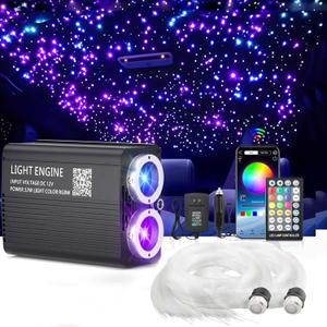 32W Twinkle Starlight Headliner Light,1100pcs 13.1ft Dual Port Dual Color LED Star Ceiling Fiber Optic Light Kit APP/Remote Control for Car/Home/Party