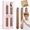 Heatless Curls Overnight Rods Jumbo Set, Heatless Hair Curler Velvet Satin Jumbo Flexi Rods to Sleep in, No Heat Overnight Sleeping Blowout Curls Wave Styling Tools with Silk Scarf 4pcs Khaki