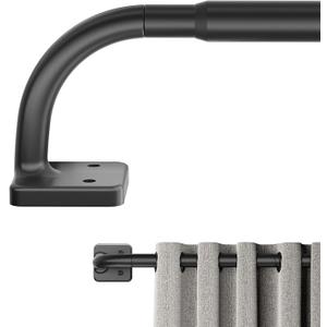 Black Curtain Rods for Windows 4890Inch(47.5ft) Heavy Duty Wrap Around Blackout Curtain Rods,Adjustable Room Darkening Drapery Rod for Bedroom, Living Room, Sliding Door & Outdoor Patio