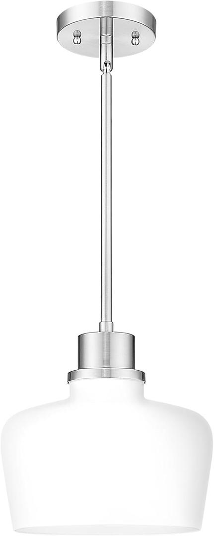 Emak Brushed Nickel Pendant Light Fixtures, Modern Pendant Lights Kitchen Island with Milk Glass Shade, 10 Inch Large Island Lights for Kitchen, Dining Room, Bathroom, PL126-BN-ML, Brushed Nickel & Milk Glass, 10 inch - 1 Light(1 Pcs)