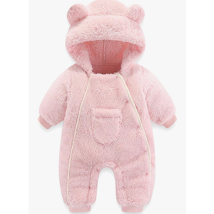 Newborn Baby Bear Outfit Suit Girls Boys Fleece Jumpsuit Romper Hooded Coat Winter Clothes Outwear Snowsuit, 3-6 months