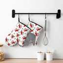 Christmas Cardinal Birds Oven Mitts and Pot Holders Sets of 3, Cardinal Birds Red Berry Decor Oven Mitts, Rdinal Bird Kitchen Decor Heat Resistant Non-Slip Silicone Gloves for Cooking Baking BBQ