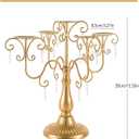 LANLONG 15.3in Gold Candelabra Centerpieces for Tables, 5 Arm Crystal Candelabra for Pillar Candles, Metal Candelabra Candle Holders for Wedding Centerpiece Decor Party Event Reception Decoration