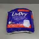 LivDry 2XL Overnight Adult Diapers for Women and Men, XXL Incontinence Underwear, 60-80" Waist, Disposable Pull-On Briefs, 12 Pack