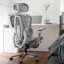 Mesh Ergonomic Office Chair with 6D Armrests,High Back Mesh Gaming Chair with Lumbar Support,Adjustable Seat Depth,3D Headrest,Footrest for Big & Tall (Elegant Silver)