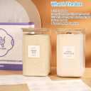 2 Pack large Square Glass Flour and Sugar Containers with 132 Kitchen Pantry Labels - Thicken 149 floz Glass Storage Jars with Airtight Bamboo Lid - Big Rice Canisters for Coffee, Pasta, Cereal