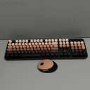 Wireless Keyboard and Mouse Combo, Ergonomic Full Size Typewriter Retro Round Keycaps Keyboard, Compatible with Windows, PC, Perfer for Home and Office Keyboards (Aurora Red)