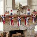 Novabright 11.8 ft Red White Blue Patriotic Bow Banner 4th of July Ribbon Garland 250th Anniversary Mantle Decor for Indoor Outdoor Memorial Day Veteran Independence Day Party Supplies