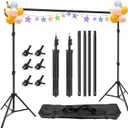 Hemmotop Photo Backdrop Stand, 10x6.5 ft Banner Stand, Adjustable Background Stand Support Kit for Parties, Photoshoot, Photography, Projector Screen, Movie Screen, Wedding, Events Decoration, Balloon