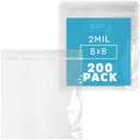 GPI - 8" X 8", 200 Count, Clear Plastic Reclosable Zip bags, Large, Bulk 2 Mil Thick Strong & Durable Poly Baggies with Resealable Zip Top Lock for Travel, Storage, Packaging & Shipping.