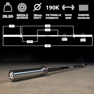 Fitvids Olympic Barbell Bar for Power Lifting and Weightlifting, 700 Pound Capacity, 2 Inch Diameter (5FT Black)