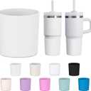 WUQID Higher Silicone Boot Compatible with Stanley Quencher H2.0 & IceFlow Flip & ProTour 40oz 30oz 20oz 14oz, Fit Same Diameter 14oz 20oz 30oz 40oz Tumbler Cups Anti-Slip Bottle Bottom Sleeve Cover (Frost)