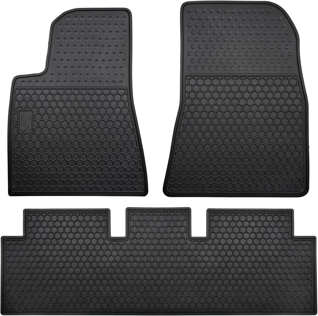 Car Floor Mats Custom Fit for Tesla Model 3 2017-2023 Full Black Rubber Auto Liner Mats All Weather Protection Heavy Duty Odorless