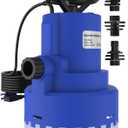 AgiiMan Automatic Submersible Water Pump - 1HP 5000GPH Pool Cover Pump with 33ft Power Cord for Pool Draining, Pond Pump Removal for Pool, Hot Tubs, Rooftops, Water Beds (Blue)