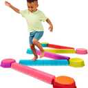 B. toys Balance Beam Set, 10 Beams & 6 Sensory Stepping Stones, Rainbow, 1 Count
