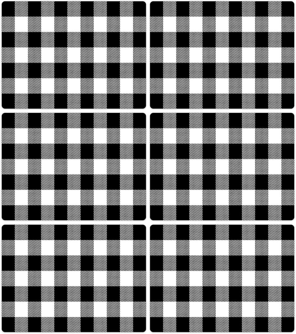 Black and White Plastic Placemats Set of 6 Check Plaid Table Mats Black Buffalo Plaid Place Mats Wipe Clean Washable Table Placemats for Indoor Outdoor Heat Resistant Kitchen Dining Table