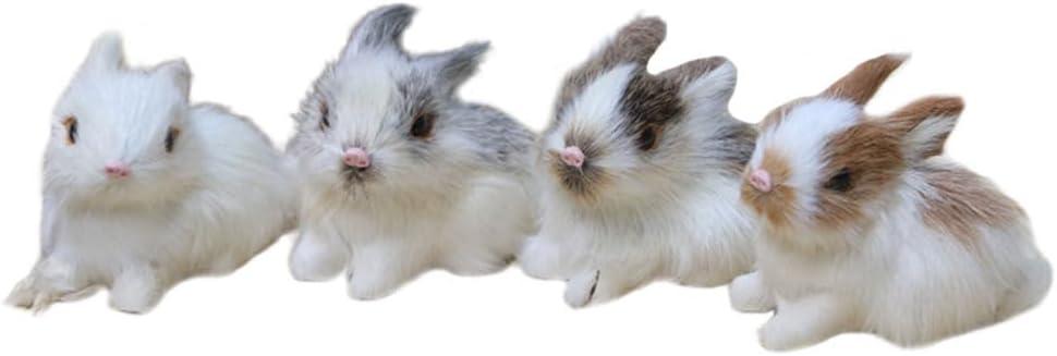 VICASKY 4pcs Easter Rabbit Figurines,Realistic Mini Furry Bicute Bunnies for Basket,Lifelike Bunny Animals Desktop Decorative Statue Ornaments Party Supplies