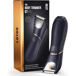 Rechargeable Body Trimmer for Men: Pubic Hair Trimmer with Mirror & LED, IPX7 Waterproof Electric Shaver for Pubic Hair, Ceramic Blades, 90-Min Battery, Travel Lock