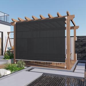 LOVE STORY Patio Shades Roll up Outdoor 6'(W) * 8'(H) Cordless Patio Blinds Roller Shade for Porch Pergola Deck Patio, Graphite