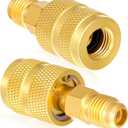 2 Pcs R-410A 134A R22 R290 R600a Refrigerant Brass Adapter 1/4" Female to 1/4" Male Thread Adapter Heavy Duty HVAC Quick Connect Fittings Low Loss for Refrigerant Tanks Mini Split Systems