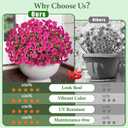 Yastouay Artificial Flowers for Outdoors, 12 Bundles Fake Outdoor Flowers, UV Resistant Artificial Petunias Fake Flowers, Purple Red Realistic Fake Plants for Porch Patio Garden Decor