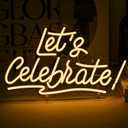 Ineonlife Let's Celebrate Neon Sign Warm White Letter LED Neon Lights for Bedroom Wall Decor Words USB Powered Neon Signs for Living Room Dining Room Bar Club Hotel Restaurant Party Wall Decoration