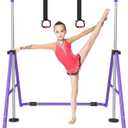 Gymnastic Bars for Kids with Adjustable Height, Folding Gymnastic Training Kip Bar, Expandable Horizontal Bar for Home (Purple)