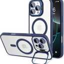 Magnetic Case for iPhone 16 Pro Max,Compatible with MagSafe,Camera Cover Kickstand,Clear Slim Shockproof Phone Case,Scratch-Resistant Anti-Yellowing Lightweight Durable Design,RoyalBlue