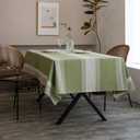 ArtBud Burlap Cotton Linen Table Clothes Farmhouse Tablecloth Striped Picnic Table Cover Heavy Fabric Table Top Coffee Kitchen Dcor Green Rectangle 55"102"(8-10 Seats)