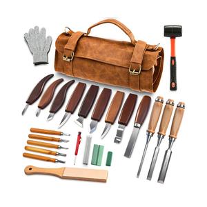 Deluxe Wood Carving Kit, 25 Piece Wood Carving Tools with Thick Leather Storage Bag,Wood Whittling Tools -Ideal Woodworking Tools and Hobbies for Beginners Enthusiasts Gift DIY