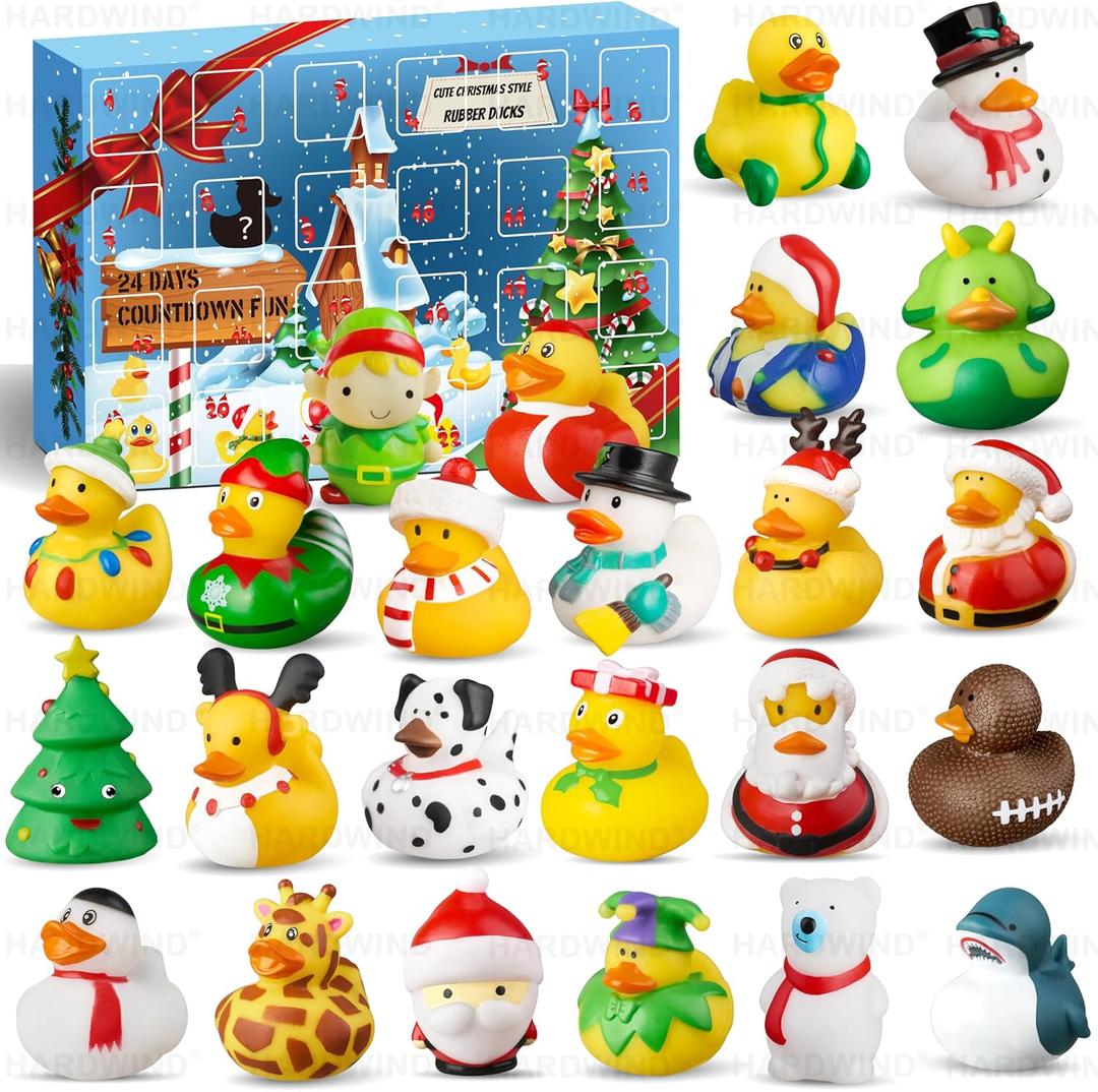 Advent Calendar 2025, Rubber Duck 24 Days of Countdown Christmas, Fun Duckie Bath Toys for Toddlers, Baby Shower Party Favors, Gifts Girls Advent Calendars 2025 Kids 1, 2, 3, 4, 5 Year Old, Xmas Ducks