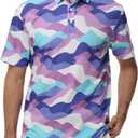 TIHEEN Golf Polo Shirt for Man,Short Sleeve Moisture Wicking Cool Casual Polo Shirts Print Polo Shirt (Color#08, 4XL)