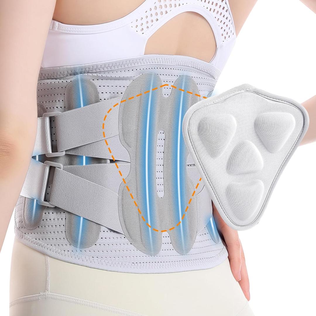 Back Brace for Lower Back Pain Relief for Men&Women Adjustable Lumbar Support Belt Breathable Mesh for Herniated Disc,Sciatica,Scoliosis with Removable 3D Pad Home&Work&Sports (Gray, X-Large)