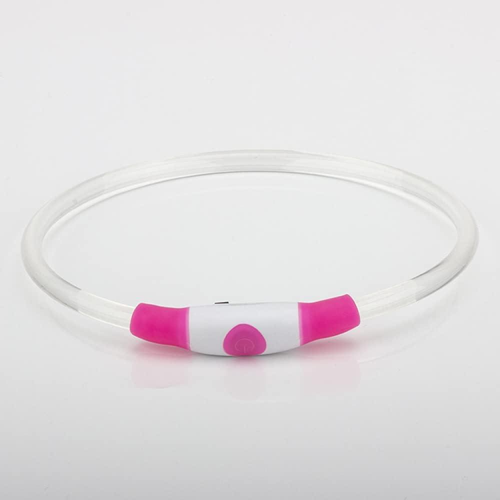 USB LED Dog Collar - Rechargeable Light Up Dog Collars Glow in The Dark, Cuttable LED Dog Necklace Be Safe& Be Seen for Your Dogs Walking-Pink