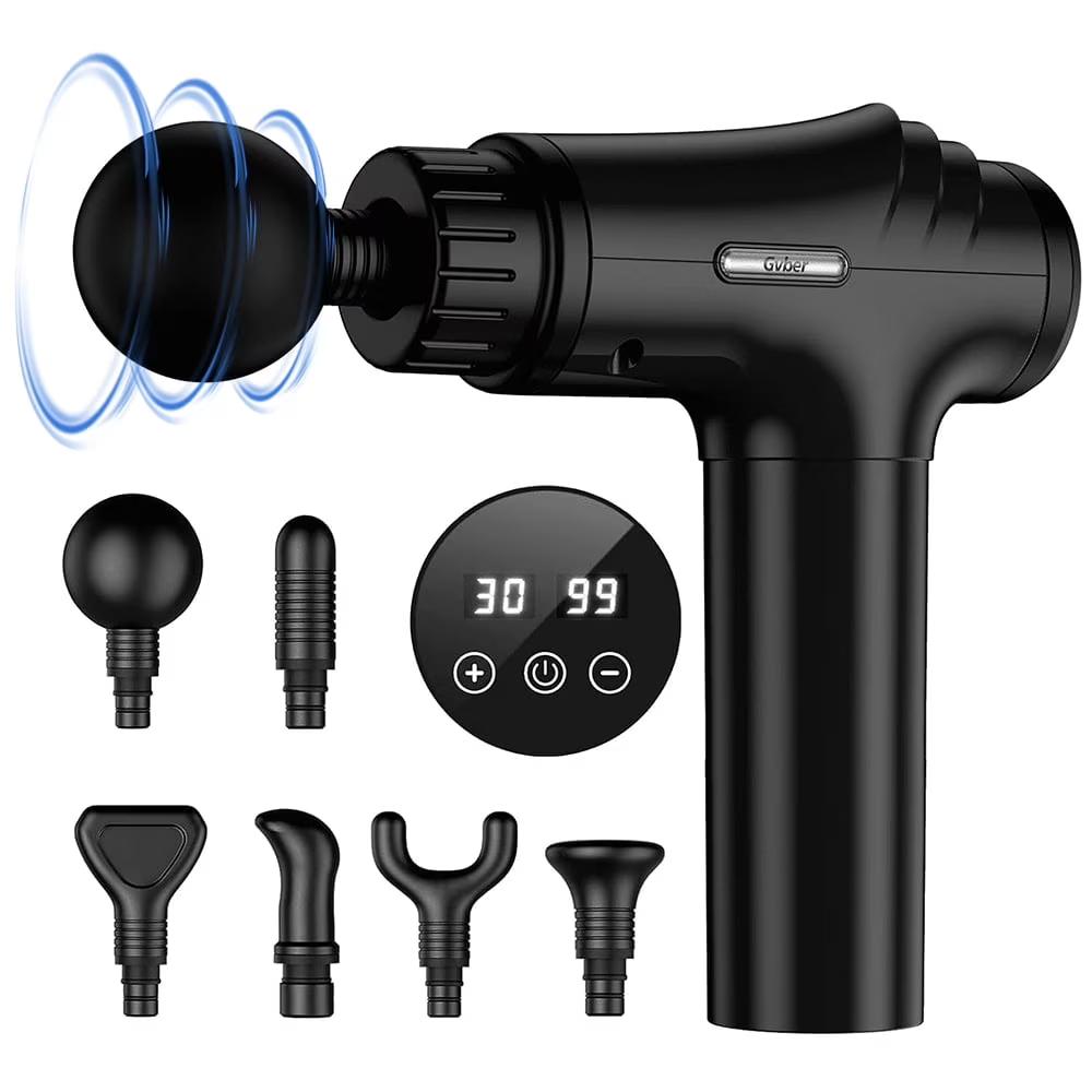 Gvber Massage Gun, Deep Tissue Massage,Portable massage gun,Mini Massage Gun with 30 Speeds and 6 Heads for Athletes Men Women(Black)